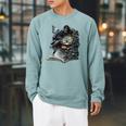 Cat Art Book Cat Motif Flowers Cat Raglan Sleeve Sweatshirt Cardinal
