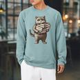 Cat Book Lover Reading Men Women Kids Raglan Sleeve Sweatshirt Cardinal