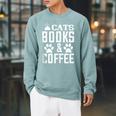 Cat Lover Cats Books And Coffee Raglan Sleeve Sweatshirt Cardinal Cat Lover Cats Books And Coffee Raglan Sleeve Sweatshirt Cardinal
