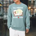 Cat Lovers All I Need Is Books & Cats Book Men Women Kids Raglan Sleeve Sweatshirt Cardinal