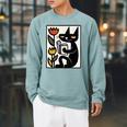 Cat Reading Book Folk Art Cozy Illustration Raglan Sleeve Sweatshirt Cardinal Cat Reading Book Folk Art Cozy Illustration Raglan Sleeve Sweatshirt Cardinal