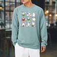 Cat Reading Book Funny Christmas Cat Book Lover Librarian Men Women Kids Raglan Sleeve Sweatshirt Cardinal
