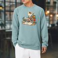 Cat Reading A Book In Traditional Japanese Clothing Kimono Raglan Sleeve Sweatshirt Cardinal Cat Reading A Book In Traditional Japanese Clothing Kimono Raglan Sleeve Sweatshirt Cardinal