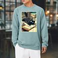 Cat Teacher Student School Last Day Books First 100th Day Raglan Sleeve Sweatshirt Cardinal
