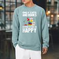 Only Cats And Books Can Make Me Happy Cat Lover Men Women Kids Raglan Sleeve Sweatshirt Cardinal
