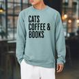 Cats Coffee And Books Raglan Sleeve Sweatshirt Cardinal Cats Coffee And Books Raglan Sleeve Sweatshirt Cardinal