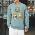 Cats Reading Book Lover Reading Bookworm Reader Raglan Sleeve Sweatshirt Cardinal