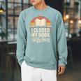 I Closed My Book To Be Here Reading Raglan Sleeve Sweatshirt Cardinal