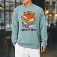 Coffee & Book Lover Reader Mexican Spanish Cafecito & Libros Raglan Sleeve Sweatshirt Cardinal