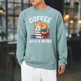 Coffee Cats And Books Cute Kitten Reading Raglan Sleeve Sweatshirt Cardinal Coffee Cats And Books Cute Kitten Reading Raglan Sleeve Sweatshirt Cardinal