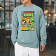 Comic Reader Comic Book Merch Vintage Reading Comic Books Raglan Sleeve Sweatshirt Cardinal