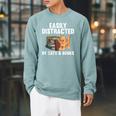 Cool Book Reader For Men Women Book Lover Bookworm Cat Book Raglan Sleeve Sweatshirt Cardinal
