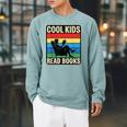 Cool Kids Read Books Retro Reading Vintage Raglan Sleeve Sweatshirt Cardinal