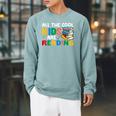 All The-Cool Kids Are Reading Teacher Book Lover Librarian Raglan Sleeve Sweatshirt Cardinal