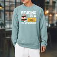 Cool Reading For Men Women Read Books Library Book Lovers Raglan Sleeve Sweatshirt Cardinal