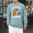 Cool Tiger Reading Book Wild About Reading Kids Books Reader Raglan Sleeve Sweatshirt Cardinal Cool Tiger Reading Book Wild About Reading Kids Books Reader Raglan Sleeve Sweatshirt Cardinal