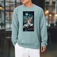 Cosmic Botanical Book Lover Reading Raglan Sleeve Sweatshirt Cardinal