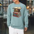 Cozy Reading Nook Between Books Book Lover Aesthetic Raglan Sleeve Sweatshirt Cardinal