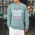 Crazy Book Lady Book Lover Raglan Sleeve Sweatshirt Cardinal Crazy Book Lady Book Lover Raglan Sleeve Sweatshirt Cardinal