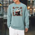 Cute Bear Is Reading a Book Reading Panda Bear Raglan Sleeve Sweatshirt Cardinal
