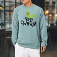Cute Book Worm Reading Lovers Raglan Sleeve Sweatshirt Cardinal