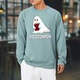 Cute Bookish Halloween Ghost Readers And Book Lovers Raglan Sleeve Sweatshirt Cardinal