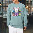 Cute Bunny Reader Rabbit Book Lover Reading Raglan Sleeve Sweatshirt Cardinal