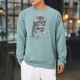Cute Cat Reading Book Teacher Librarian Cat Lover Book Club Men Women Kids Raglan Sleeve Sweatshirt Cardinal