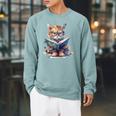 Cute Cat Wearing Glasses Reading a Book Raglan Sleeve Sweatshirt Cardinal Cute Cat Wearing Glasses Reading a Book Raglan Sleeve Sweatshirt Cardinal
