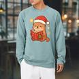 Cute Christmas Book Otter Reading Snowy Holiday Story Raglan Sleeve Sweatshirt Cardinal