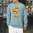 Cute Duckling Reading Book With Raglan Sleeve Sweatshirt Cardinal