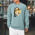 Cute Ghost Reading Halloween Book Lovers Librarians Teachers Raglan Sleeve Sweatshirt Cardinal