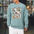 Cute Ghosts Reading Books Smart Book Lover Halloween Raglan Sleeve Sweatshirt Cardinal