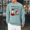 Cute Happiness Is Sheltie And Books Sheltie Mom Raglan Sleeve Sweatshirt Cardinal Cute Happiness Is Sheltie And Books Sheltie Mom Raglan Sleeve Sweatshirt Cardinal