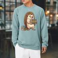 Cute Hedgehog Classics Stories Knowledge Fiction Reading Raglan Sleeve Sweatshirt Cardinal