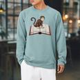 Cute Monkey Reading Books Literature Nature Raglan Sleeve Sweatshirt Cardinal Cute Monkey Reading Books Literature Nature Raglan Sleeve Sweatshirt Cardinal