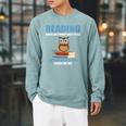 Cute Owl Reading Book Lover Positive Saying Raglan Sleeve Sweatshirt Cardinal