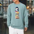 Cute Reading Penguin Women's Tops Book Lovers Raglan Sleeve Sweatshirt Cardinal