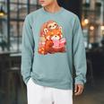 Cute Red Panda Reading Book Sloth Kawaii Animal Raglan Sleeve Sweatshirt Cardinal
