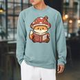 Cute Shiba Inu Mushroom Hat Reading Book Art Raglan Sleeve Sweatshirt Cardinal Cute Shiba Inu Mushroom Hat Reading Book Art Raglan Sleeve Sweatshirt Cardinal