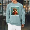 Cute Sloth Reading Book School Librarian Teacher Student Raglan Sleeve Sweatshirt Cardinal