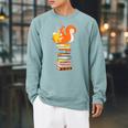 Cute Squirrel Reading Women's Tops Book Lovers Raglan Sleeve Sweatshirt Cardinal