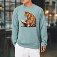 Cute Tiger Is Reading a Book Reading Tiger Raglan Sleeve Sweatshirt Cardinal Cute Tiger Is Reading a Book Reading Tiger Raglan Sleeve Sweatshirt Cardinal