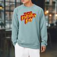 Dad Of The Birthday Boy Fun Comic Book Graphic Raglan Sleeve Sweatshirt Cardinal