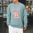Dada Book First Chapter Birthday Girl Coquette Bow Matching Raglan Sleeve Sweatshirt Cardinal