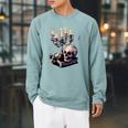 Dark Academia Aesthetic Gothic Book Candle Skull Red Rose Raglan Sleeve Sweatshirt Cardinal