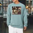 Dark Academia Aesthetic Skull Writer Authors Book Lover Raglan Sleeve Sweatshirt Cardinal