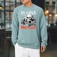 Dark Romance Booktok In Love With The Book Villain Raglan Sleeve Sweatshirt Cardinal
