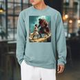 David And Goliath Bible Book Of Samuel King David Painting Raglan Sleeve Sweatshirt Cardinal