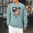 Diving Book Reading Raglan Sleeve Sweatshirt Cardinal
